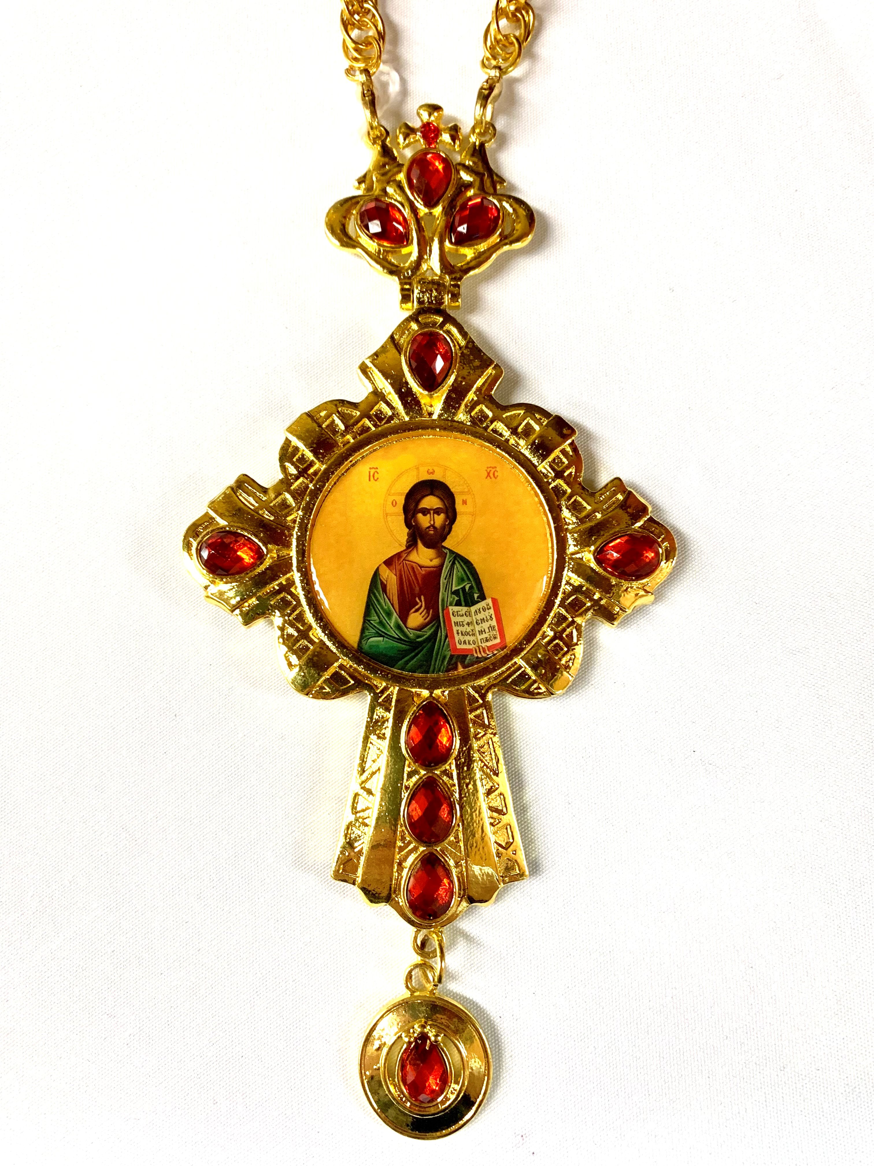 Pectoral Cross Christ Red Jewel